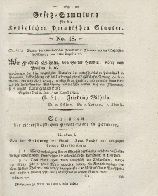 Gesetz-Sammlung für die Königlichen Preussischen Staaten, 18. Oktober 1824, nr. 18.