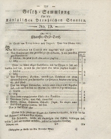 Gesetz-Sammlung für die Königlichen Preussischen Staaten, 3. November 1824, nr. 19.