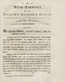 Gesetz-Sammlung für die Königlichen Preussischen Staaten, 27. November 1824, nr. 21.