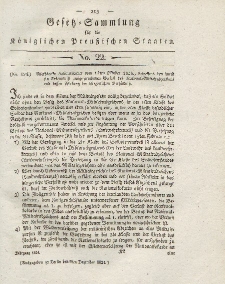 Gesetz-Sammlung für die Königlichen Preussischen Staaten, 9. Dezember 1824, nr. 22.
