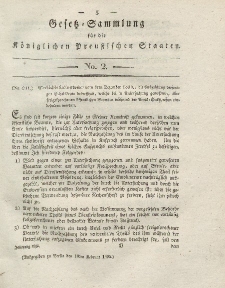 Gesetz-Sammlung für die Königlichen Preussischen Staaten, 10. Januar 1825, nr. 2.