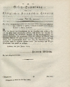Gesetz-Sammlung für die Königlichen Preussischen Staaten, 2. April 1825, nr. 4.