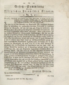 Gesetz-Sammlung für die Königlichen Preussischen Staaten, 21. Mai 1825, nr. 9.