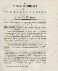 Gesetz-Sammlung für die Königlichen Preussischen Staaten, 10. Juni 1825, nr. 10.