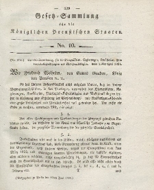 Gesetz-Sammlung für die Königlichen Preussischen Staaten, 10. Juni 1825, nr. 10.