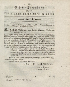 Gesetz-Sammlung für die Königlichen Preussischen Staaten, 30. Juli 1825, nr. 14.