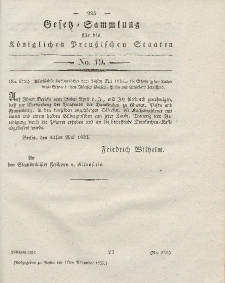 Gesetz-Sammlung für die Königlichen Preussischen Staaten, 17. November 1825, nr. 19.