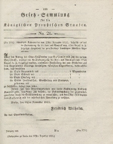 Gesetz-Sammlung für die Königlichen Preussischen Staaten, 27. November 1825, nr. 21.