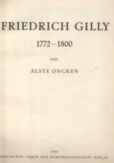 Friedrich Gilly 1772-1800