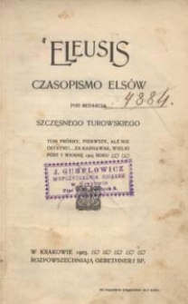 Eleusis : czasopismo Elsów pod redakcją Szczęsnego Turowskiego