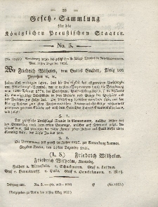 Gesetz-Sammlung für die Königlichen Preussischen Staaten, 27. März 1827, nr. 5.