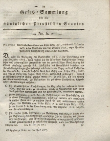 Gesetz-Sammlung für die Königlichen Preussischen Staaten, 7. April 1827, nr. 6.