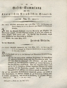 Gesetz-Sammlung für die Königlichen Preussischen Staaten, 3. Mai 1827, nr. 7.