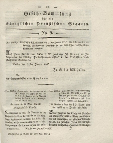 Gesetz-Sammlung für die Königlichen Preussischen Staaten, 2. Juni 1827, nr. 9.