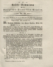 Gesetz-Sammlung für die Königlichen Preussischen Staaten, 9. Juni 1827, nr. 10.