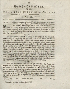 Gesetz-Sammlung für die Königlichen Preussischen Staaten, 27. Juni 1827, nr. 11.
