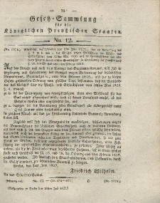 Gesetz-Sammlung für die Königlichen Preussischen Staaten, 20. Juli 1827, nr. 12.