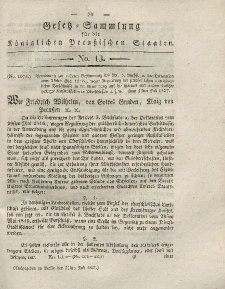 Gesetz-Sammlung für die Königlichen Preussischen Staaten, 31. Juli 1827, nr. 13.
