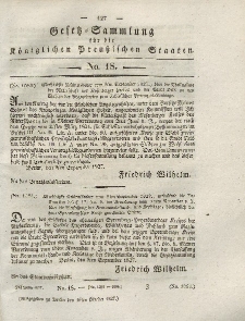 Gesetz-Sammlung für die Königlichen Preussischen Staaten, 16. Oktober 1827, nr. 18.