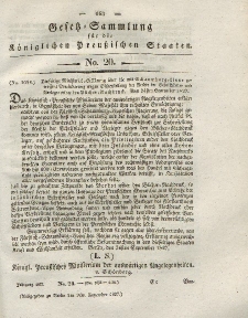 Gesetz-Sammlung für die Königlichen Preussischen Staaten, 9. November 1827, nr. 20.