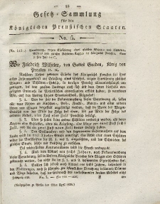 Gesetz-Sammlung für die Königlichen Preussischen Staaten, 12. April 1828, nr. 5.