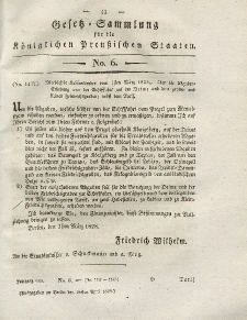 Gesetz-Sammlung für die Königlichen Preussischen Staaten, 26. April 1828, nr. 6.