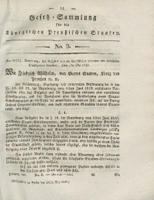 Gesetz-Sammlung für die Königlichen Preussischen Staaten, 24. Mai 1828, nr. 9.