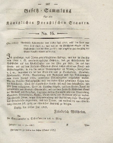 Gesetz-Sammlung für die Königlichen Preussischen Staaten, 28. Oktober 1828, nr. 16.