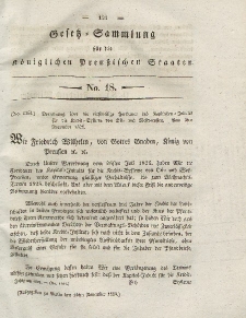 Gesetz-Sammlung für die Königlichen Preussischen Staaten, 14. November 1828, nr. 18.