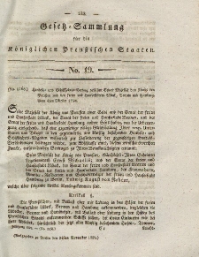 Gesetz-Sammlung für die Königlichen Preussischen Staaten, 24. November 1828, nr. 19.