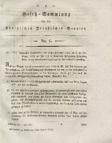 Gesetz-Sammlung für die Königlichen Preussischen Staaten, 10. Januar 1828, nr. 1.
