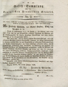 Gesetz-Sammlung für die Königlichen Preussischen Staaten, 21. Januar 1828, nr. 2.