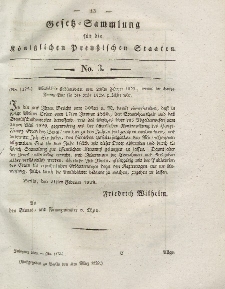 Gesetz-Sammlung für die Königlichen Preussischen Staaten, 3. März 1828, nr. 3.