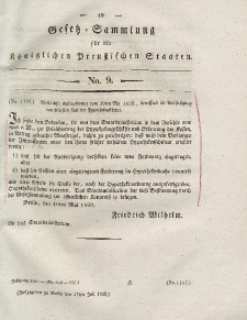 Gesetz-Sammlung für die Königlichen Preussischen Staaten, 17. Juli 1828, nr. 9.