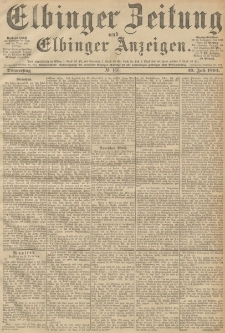 Elbinger Zeitung und Elbinger Anzeigen, Nr. 166 Donnerstag 19. Juli 1894