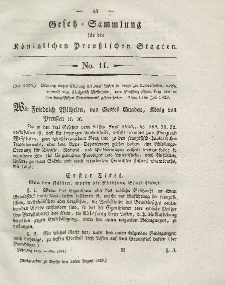 Gesetz-Sammlung für die Königlichen Preussischen Staaten, 11. August 1828, nr. 11.