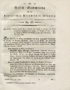 Gesetz-Sammlung für die Königlichen Preussischen Staaten, 28. September 1828, nr. 15.