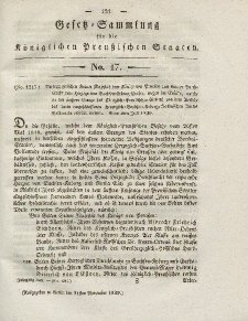 Gesetz-Sammlung für die Königlichen Preussischen Staaten, 21. November 1828, nr. 17.