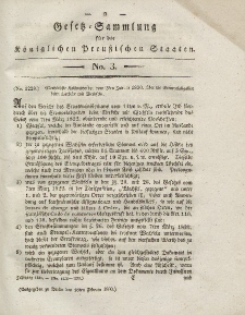 Gesetz-Sammlung für die Königlichen Preussischen Staaten, 18. Februar 1830, nr. 3.