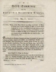 Gesetz-Sammlung für die Königlichen Preussischen Staaten, 22. April 1830, nr. 7.