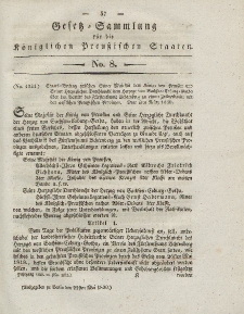Gesetz-Sammlung für die Königlichen Preussischen Staaten, 22. Mai 1830, nr. 8.