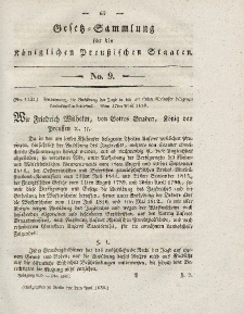 Gesetz-Sammlung für die Königlichen Preussischen Staaten, 2. Juni 1830, nr. 9.