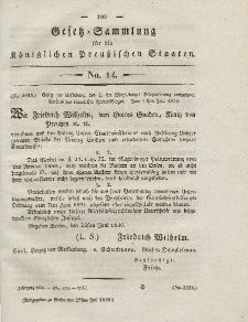 Gesetz-Sammlung für die Königlichen Preussischen Staaten, 27. Juli 1830, nr. 14.