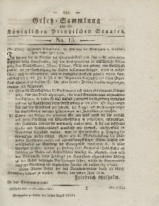 Gesetz-Sammlung für die Königlichen Preussischen Staaten, 31. August 1830, nr. 15.