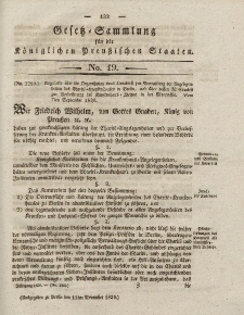 Gesetz-Sammlung für die Königlichen Preussischen Staaten, 11. November 1830, nr. 19.