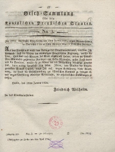 Gesetz-Sammlung für die Königlichen Preussischen Staaten, 6. April 1826, nr. 3.