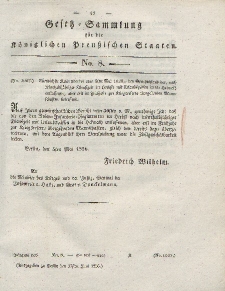 Gesetz-Sammlung für die Königlichen Preussischen Staaten, 27. Juni 1826, nr. 8.