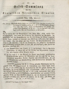 Gesetz-Sammlung für die Königlichen Preussischen Staaten, 4. August 1826, nr. 10.