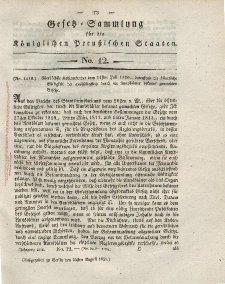 Gesetz-Sammlung für die Königlichen Preussischen Staaten, 22. August 1826, nr. 12.