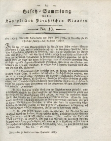 Gesetz-Sammlung für die Königlichen Preussischen Staaten, 12. September 1826, nr. 13.